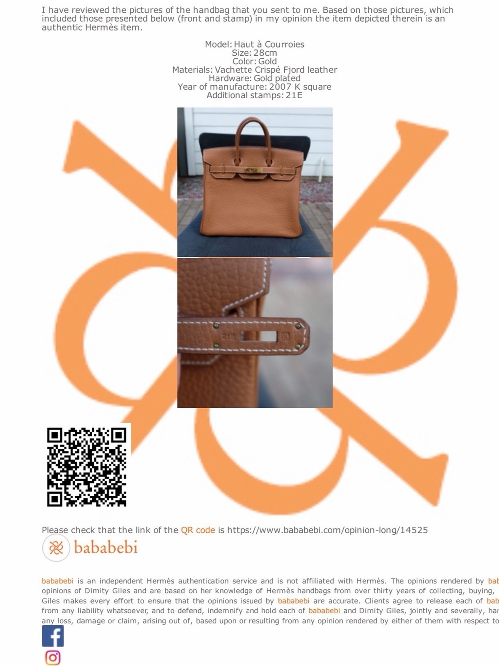 Hermes Birkin Gold Fjord Leather with Gold hardware - Picture 17 of 17